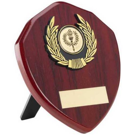 Trophy Distributors - Rosewood Shield And Gold Trim Assembled Trophy ...