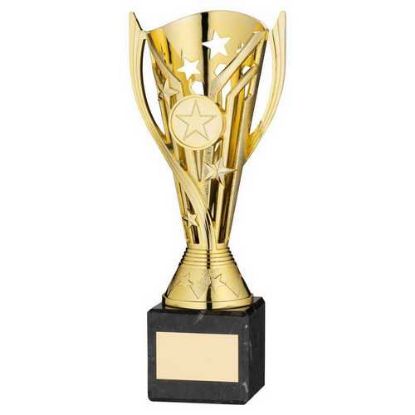 Picture of Gold Plastic Flash Cup On Black Marble Assembled Trophy (1" Cen) - 8in