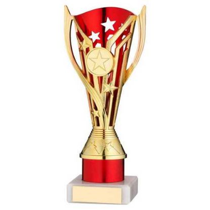 Picture of Gold|red Plastic Flash Cup Assembled On Marble With Tube (1in Cen) - 8in