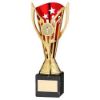 Picture of Gold|red Plastic Flash Cup On Black Marble Assembled Trophy (1" Cen) - 8in