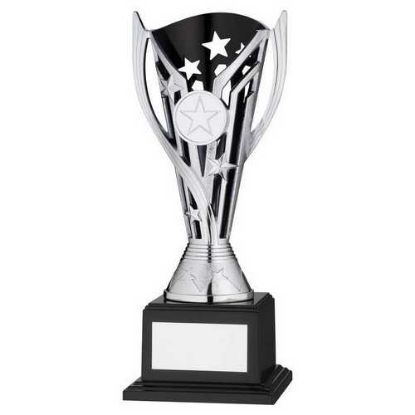 Picture of Silver|black Plastic Flash Cup On Base Assembled Trophy (1" Cen) - 8in