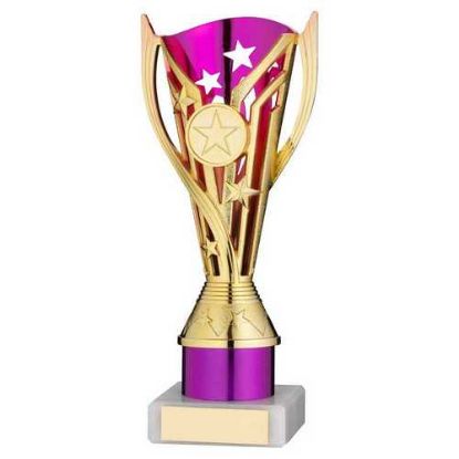 Picture of Gold|purple Plastic Flash Cup Assembled On Marble With Tube (1in Cen) - 8in