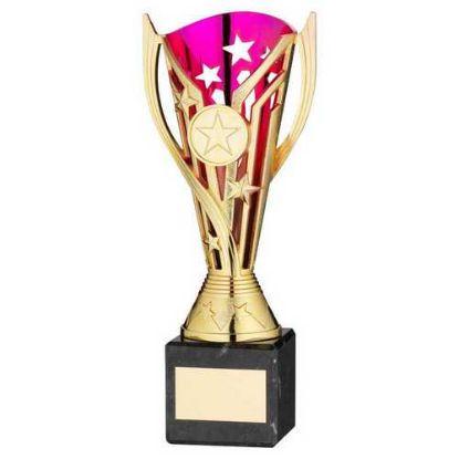 Picture of Gold~purple Plastic Flash Cup On Blk Marble Assembled Trophy (1" Cen)