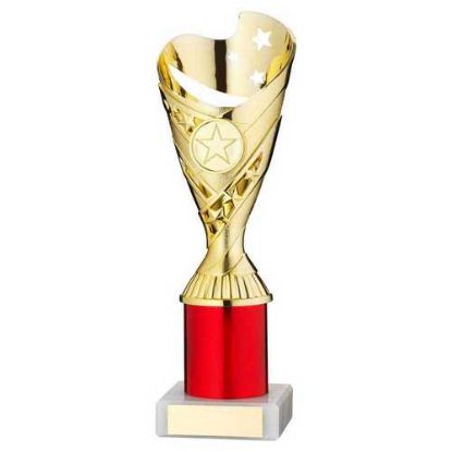 Picture of Gold|red Plastic Sabre Cup Assembled On Marble (1in Cen) - 9in