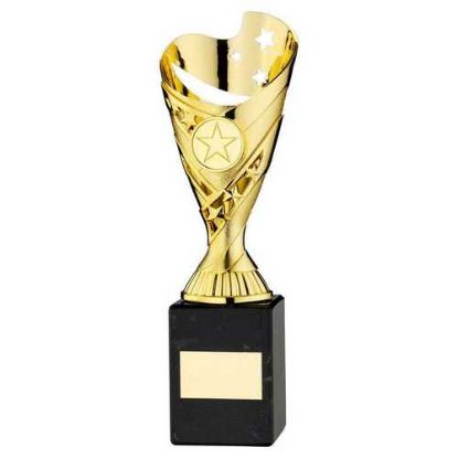 Picture of Gold Plastic Sabre Cup On Black Marble Assembled Trophy (1" Cen) - 9in