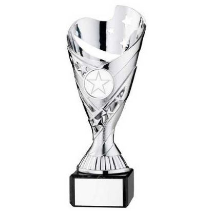 Picture of Silver Plastic Sabre Cup On Black Marble Assembled Trophy (1" Cen) - 7.25in