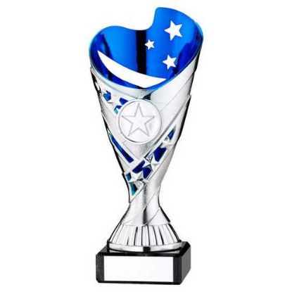 Picture of Silver|blue Plastic Sabre Cup On Blk Marble Assembled Trophy (1" Cen) - 6.75in