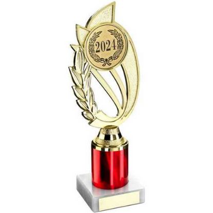 Picture of Gold~red Plastic Laurel Holder Assembled On Marble
