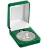 Picture of Green Velvet Box And 50mm Table Tennis Medal Trophy Matt Silver|silver - 3.5in