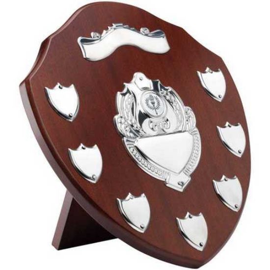 Trophy Distributors - Mahogany Shield With Chrome Fronts And 7 Record ...