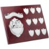 Picture of Rosewood Plaque With Chrome Fronts And 9 Record Shields (1in Cen) - 8 X 10in