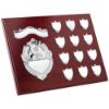 Picture of Rosewood Plaque With Chrome Fronts And 12 Record Shields (1in Cen) - 9 X 12in
