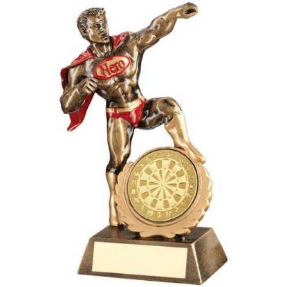 Picture of Brz~gold~red Resin Male Hero Award With Darts Insert