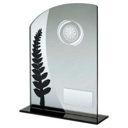 Picture of Jade Glass Plaque With Black|silver Detail With Darts Insert And Plate - 7.25in