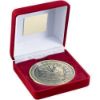 Picture of Red Velvet Box And 70mm Medallion Darts Trophy Antique Gold - 4in