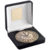 Picture of Black Velvet Box And 70mm Medallion Darts Trophy Antique Gold - 4in