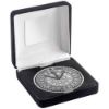 Picture of Black Velvet Box And 70mm Medallion Darts Trophy Antique Silver - 4in