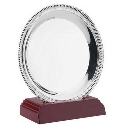 Picture of Silver Plated Rope Salver On Wooden Stand