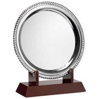 Picture of Silver Plated Rope Salver On Large Wooden Stand
