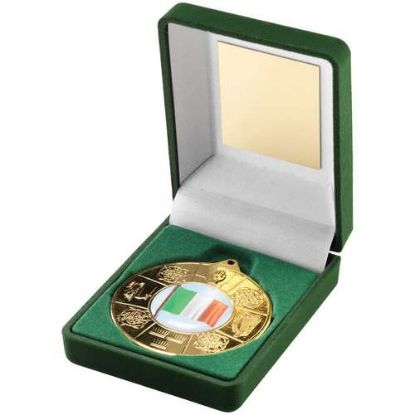 Picture of Green Velvet Box And 50mm Medal Four Provinces Trophy (1in Cen) Gold