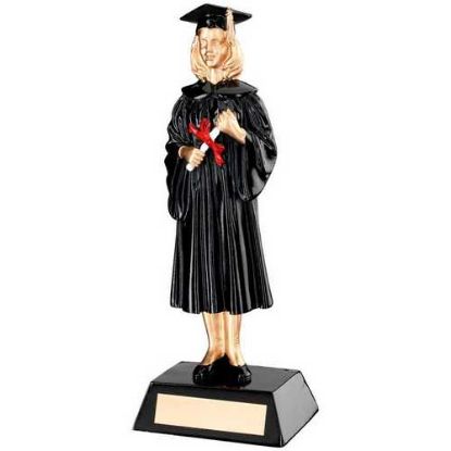 Picture of Blk~gold Resin Female Graduate Figure With Plate