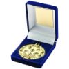 Picture of Blue Velvet Box And 50mm Sports Day Medal Trophy Gold - 3.5in