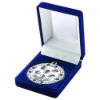 Picture of Blue Velvet Box And 50mm Sports Day Medal Trophy Silver - 3.5in