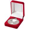 Picture of Red Velvet Box And 50mm Sports Day Medal Trophy Matt Silver|silver - 3.5in