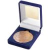 Picture of Blue Velvet Box And 50mm Medal Cycling Trophy Bronze - 3.5in