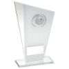 Picture of White|silver Printed Glass Plaque With Quiz Insert With Plate - 7.25in