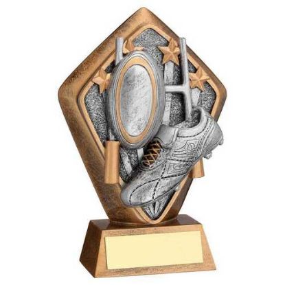 Picture of Brz~gold Diamond Holder With Rugby Disc And Plate