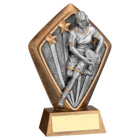 Trophy Distributors - Brz|gold Diamond Holder With Female Rugby Disc ...