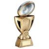 Picture of Brz|pew|gold Rugby Ball On Cup Riser With Plate (1in Centre) - 8in