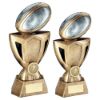 Picture of Brz|pew|gold Rugby Ball On Cup Riser With Plate (1in Centre) - 8in