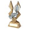 Picture of Brz|pew|gold Rugby Ball And Boot On Pointed Backdrop With Plate (1in Cen) - 8in