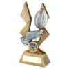 Picture of Brz|pew|gold Rugby Ball And Boot On Pointed Backdrop With Plate (1in Cen) - 8in