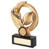 Picture of Gold|black Rugby Ball And Boot On Round Wreath With Plate (1in Centre) - 4.5in