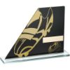 Picture of Black|gold Printed Glass Plaque With Rugby Boot|ball With Plate - 5.75in