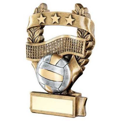 Picture of Brz|pew|gold Volleyball 3 Star Wreath Award With Plate - 6.25in