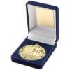 Picture of Blue Velvet Box And 50mm Medal Volleyball Trophy Gold - 3.5in