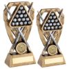 Picture of Brz|pew|gold Pool|snooker Balls With Cues On Diamond With Plate (1in Cen) - 7in