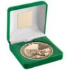 Picture of Green Velvet Box And 70mm Medallion Pool|snooker Trophy Antique Gold - 4in