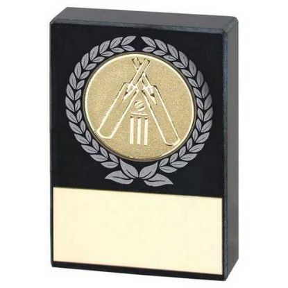 Picture of Black Marble With Silver|gold Wreath, Cricket Insert And Plate - 2.5x1.75in