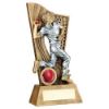 Picture of Brz|pew|red Male Cricket Bowler On Backdrop With Plate (1in Centre) - 6in