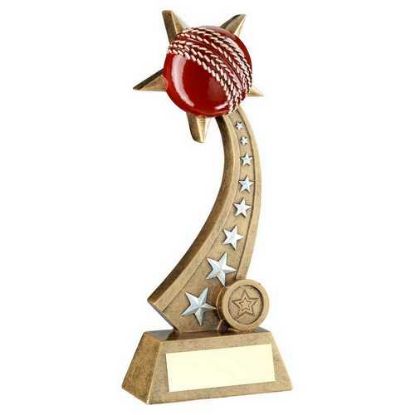 Picture of Brz~pew~red Cricket Ball On Star Trail With Plate (1in Centre)