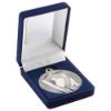 Picture of Blue Velvet Box And 50mm Cricket Medal Trophy Matt Silver|silver - 3.5in