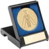 Picture of Black Plastic Box With Cricket Insert Trophy Gold - 3.5in