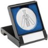 Picture of Black Plastic Box With Cricket Insert Trophy Silver - 3.5in
