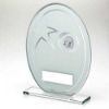 Picture of White|silver Printed Glass Oval With Lawn Bowls Insert And Plate - 7.25in