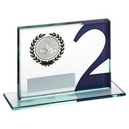 Picture of Jade Glass Plaque With Go Kart Insert And Plate Silver 2nd